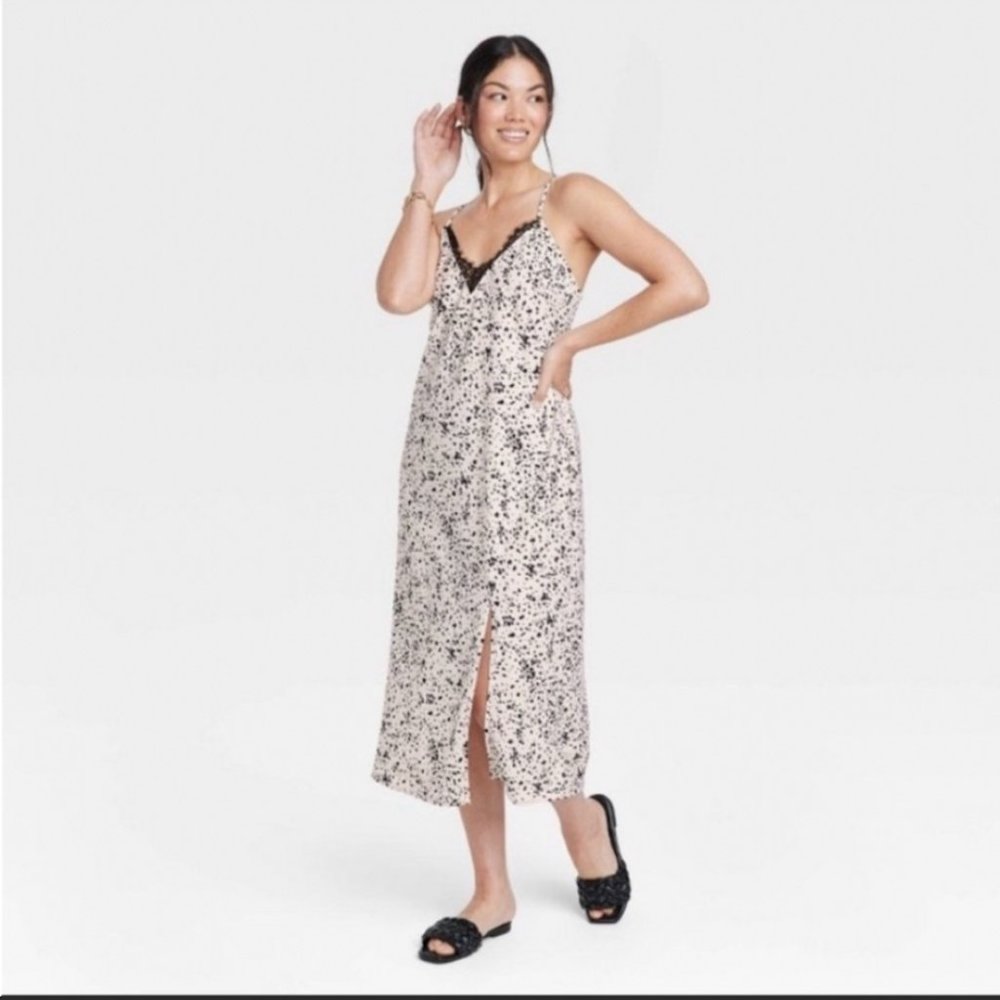 A New Day Cream + Black Slip Dress
